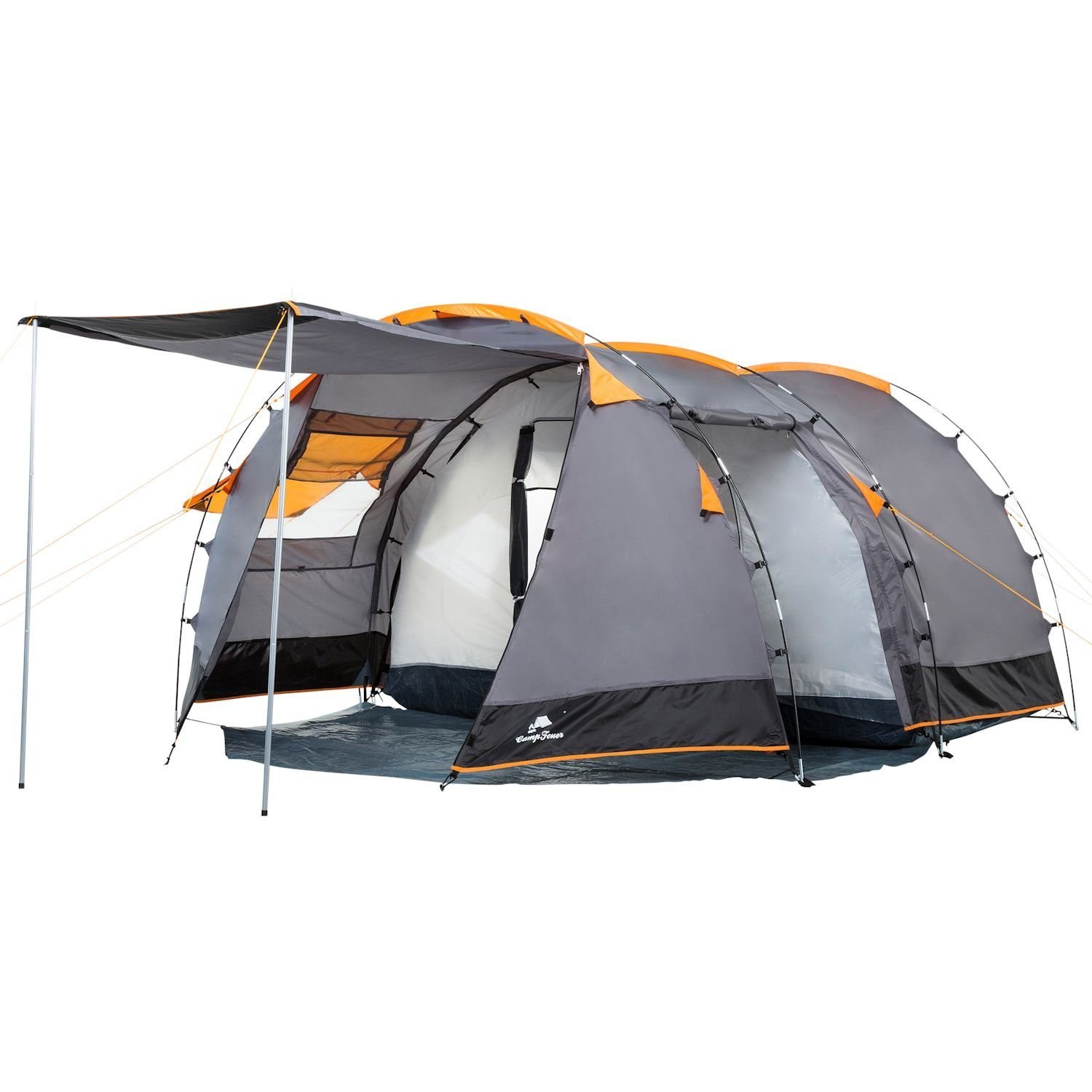 CampFeuer Kuppelzelt Zelt Super+ für 4 Personen, Grau / Schwarz, 3000 mm Wassersäule, Personen: 4, Igluzelt